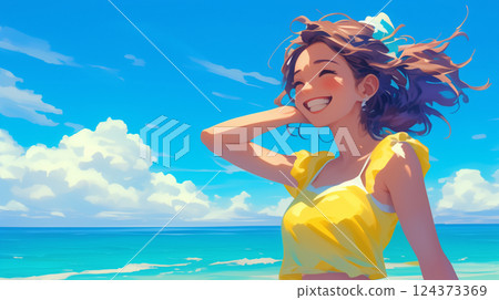 A swimsuit lady 124373369