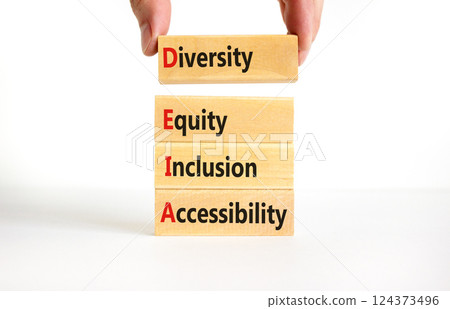 DEIA symbol. Concept words DEIA diversity equity inclusion accessibility on blocks. Beautiful white background. Business DEIA diversity equity inclusion accessibility concept. Copy space. DEIA symbol. Concept words DEIA diversity equity inclusion accessibility on blocks. Beautiful white background. Business DEIA diversity equity inclusion accessibility concept. Copy space. 124373496