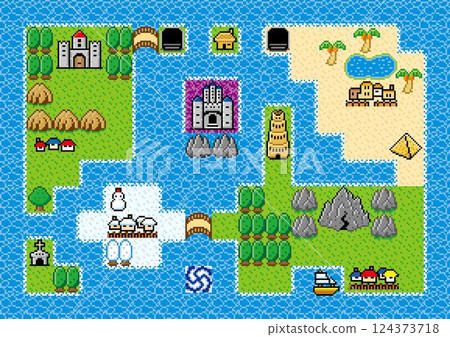 RPG-style pixel art field map - Stock Illustration [124373718] - PIXTA