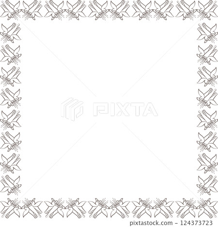 Flourish frame with blooming buds. Cute Aquilegia flower empty frame box. Hand drawn vector illustration Flourish frame with blooming buds. Cute Aquilegia flower empty frame box. Hand drawn vector illustration 124373723