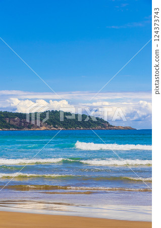 Praia Lopes Mendes beach on tropical island Ilha Grande Brazil. Praia Lopes Mendes beach on tropical island Ilha Grande Brazil. 124373743