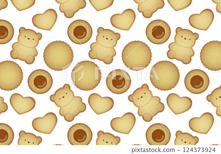 Bear and heart cookies (white background) Bear and heart cookies (white background) 124373924