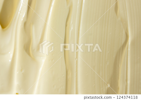 Glossy White Mayonnaise Surface. Food Texture Background 124374118