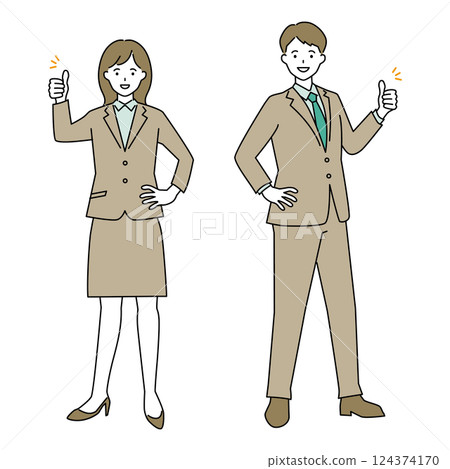 Men and women in suits Good sign 124374170