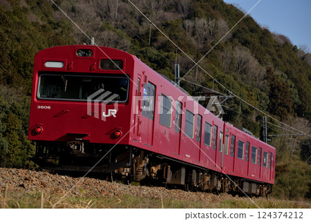 Two 103 series 3500 series local trains running on the Bantan Line Two 103 series 3500 series local trains running on the Bantan Line 124374212