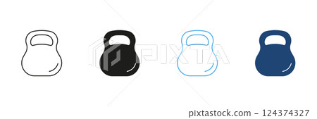 Kettlebell Line and Silhouette Icon Set. Sports And Fitness For Strength Training And Healthy Lifestyle Concept. Editable Stroke. Isolated Vector Illustration Kettlebell Line and Silhouette Icon Set. Sports And Fitness For Strength Training And Healthy Lifestyle Concept. Editable Stroke. Isolated Vector Illustration 124374327