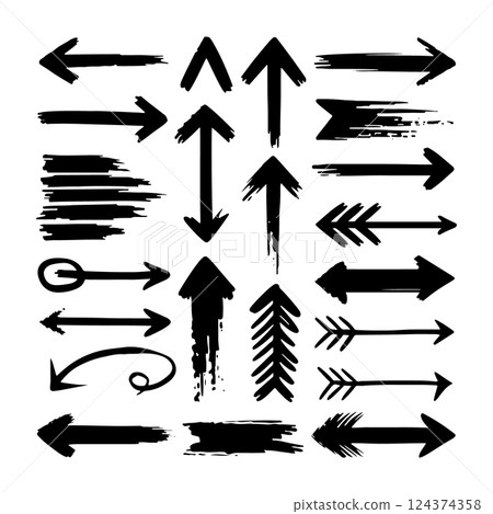 Geometric Technical Arrow Set Black Vector. A set of geometric technical vector arrows with clean and structured designs. Geometric Technical Arrow Set Black Vector. A set of geometric technical vector arrows with clean and structured designs. 124374358