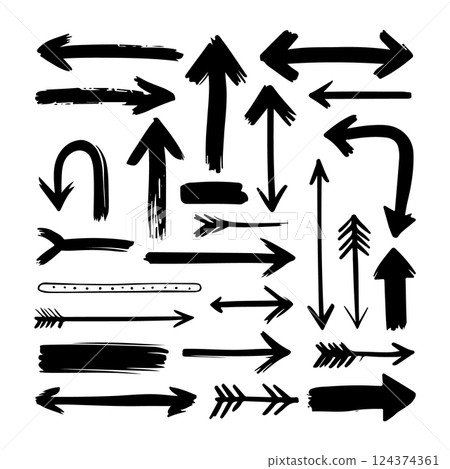 Geometric Technical Arrow Set Black Vector. A set of geometric technical vector arrows with clean and structured designs. Geometric Technical Arrow Set Black Vector. A set of geometric technical vector arrows with clean and structured designs. 124374361