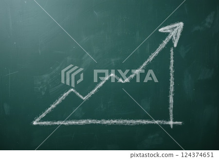Growth arrow on chalkboard. Growth arrow on chalkboard. 124374651