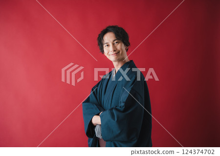 Confidence and smiles – a portrait of a beautiful woman in traditional Japanese clothing Confidence and smiles – a portrait of a beautiful woman in traditional Japanese clothing 124374702