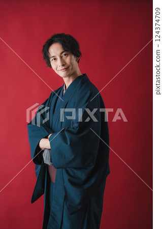 Confidence and smiles – a portrait of a beautiful woman in traditional Japanese clothing Confidence and smiles – a portrait of a beautiful woman in traditional Japanese clothing 124374709