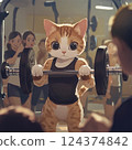 A cat working out at the gym in preparation for summer 124374842