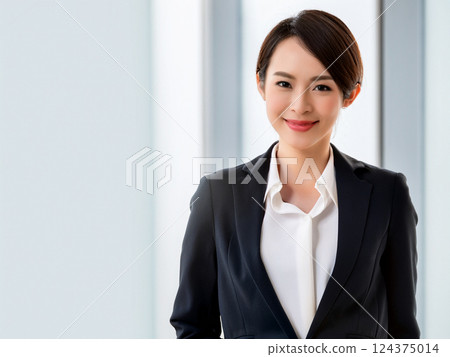 Young business woman standing with a smile 124375014