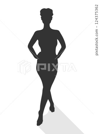Posing female silhouette isolated on white background. Standing woman silhouette. Vector illustration Posing female silhouette isolated on white background. Standing woman silhouette. Vector illustration 124375362