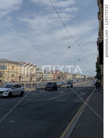 View of the city center from the street. View of the city center from the street. 124375532
