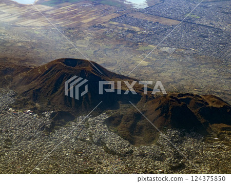 Xaltepec volcano and Mexico City aerial view while erupting Xaltepec volcano and Mexico City aerial view while erupting 124375850