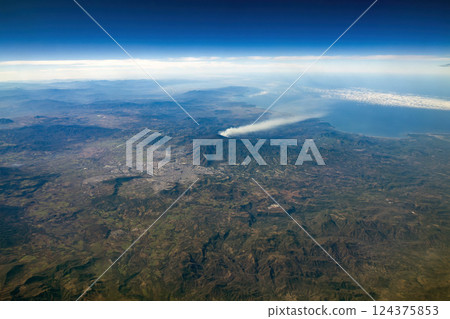 San Juan Volcano Mexico aerial view while erupting 124375853