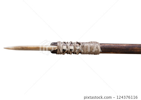 Arrowhead made of bone on arrow. Arrowhead made of bone on arrow. 124376116