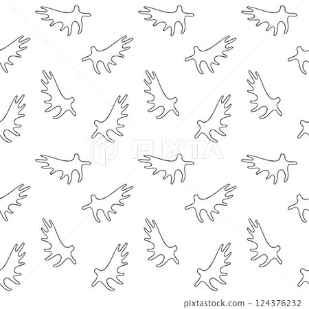 Vector seamless pattern of hand drawn moose horns Vector seamless pattern of hand drawn moose horns 124376232