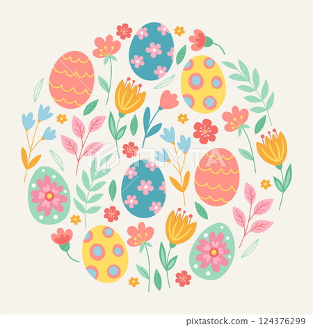 Festive  Easter banner with decorative eggs 124376299