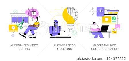 AI Technology in Art and Creativity abstract concept vector illustrations. AI Technology in Art and Creativity abstract concept vector illustrations. 124376312