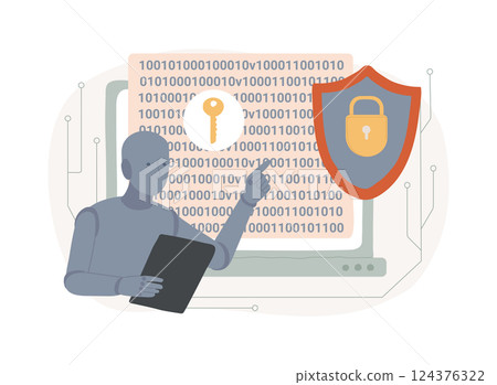 AI-Supported Encryption abstract concept vector illustration. 124376322