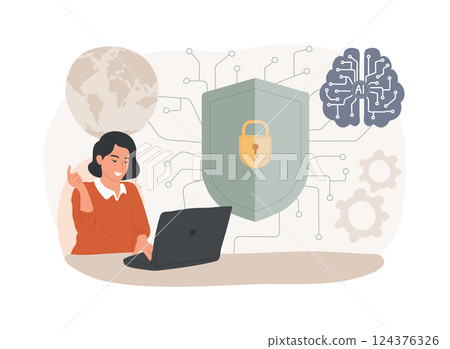 AI-Powered Network Security abstract concept vector illustration. AI-Powered Network Security abstract concept vector illustration. 124376326