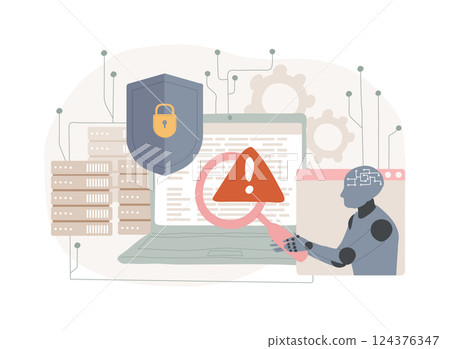 AI-Backed Vulnerability Assessment abstract concept vector illustration. AI-Backed Vulnerability Assessment abstract concept vector illustration. 124376347