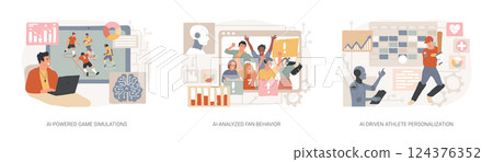 AI in Sports abstract concept vector illustrations. 124376352