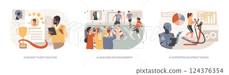 AI in Sports Industry abstract concept vector illustrations. 124376354