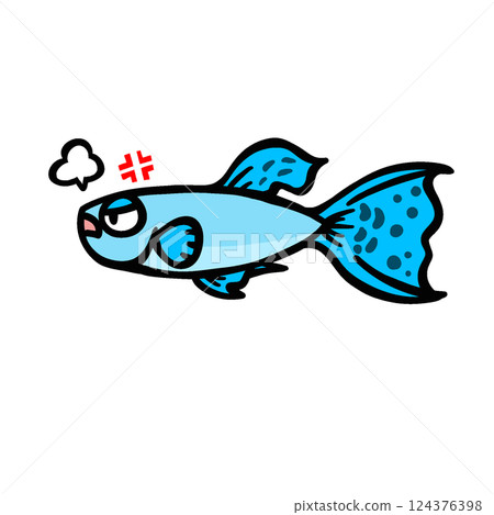 Simple angry guppy illustration 124376398