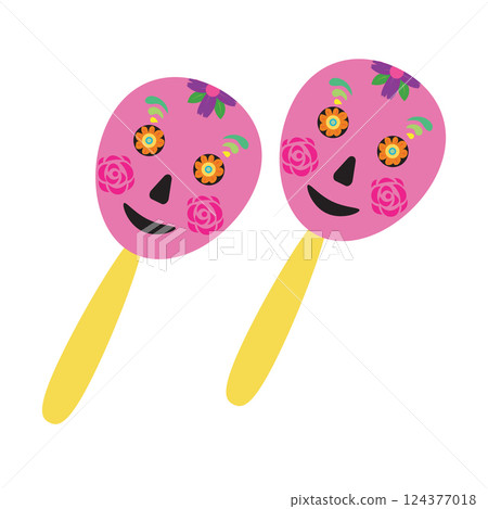 Maracas, musical instrument. Vector illustration isolated on white background. 124377018