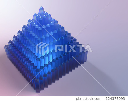 3D illustration of a pyramid made of crystal glass 124377093