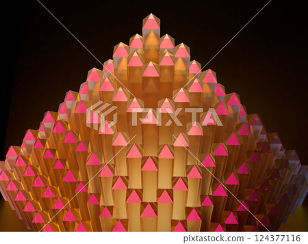 3D illustration of a pyramid made of crystal glass 3D illustration of a pyramid made of crystal glass 124377116