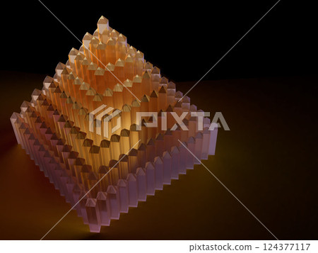 3D illustration of a pyramid made of crystal glass 3D illustration of a pyramid made of crystal glass 124377117
