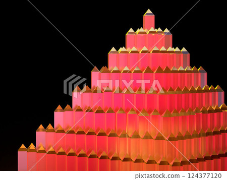 3D illustration of a pyramid made of crystal glass 3D illustration of a pyramid made of crystal glass 124377120