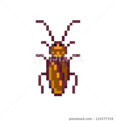Pixel art cockroach 8 bit insect icon for retro game design. Game asset cockroach for video game on white background. Pixel game asset. Pixel art cockroach 8 bit insect icon for retro game design. Game asset cockroach for video game on white background. Pixel game asset. 124377358