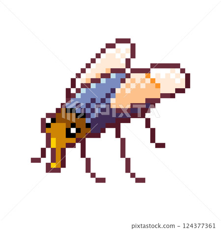 Pixel art illustration Fly. Pixelated Fly. Common insect pixelated for the pixel art game and icon for website and video game. Pixel game asset. Pixel art illustration Fly. Pixelated Fly. Common insect pixelated for the pixel art game and icon for website and video game. Pixel game asset. 124377361