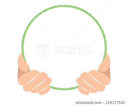 Simple hand and round speech bubble Simple hand and round speech bubble 124377582