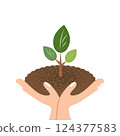 Illustration of a plant in the hand 124377583