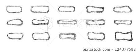 Grunge chalk, crayon texture abstract shape frames set. Vector stock illustration isolated on white background for design template text business presentation, highlight advertising, special offer. EPS 124377598