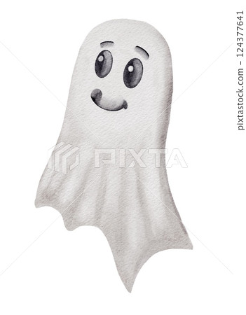 Colorful and playful watercolor bat and ghost pattern for Halloween decoration and packaging 124377641