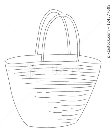 Stylish tote bag design featuring intricate wrapping and paper details on a white backdrop 124377685