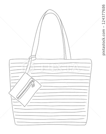 Stylish tote bag design with a zippered pouch on a white background Stylish tote bag design with a zippered pouch on a white background 124377686