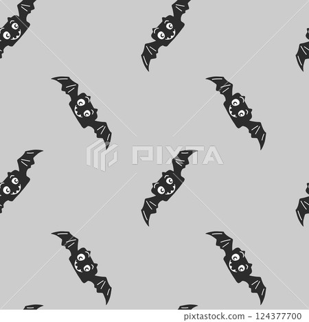 Cute bats in a Halloween-themed watercolor pattern for festive decorations 124377700