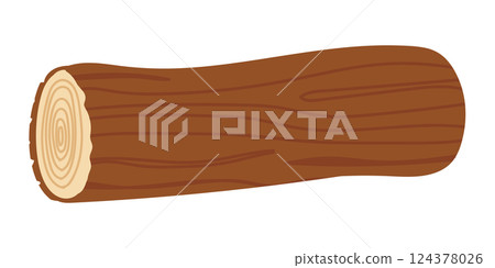 倒下的圓木插圖，樹木年輪清晰可見 124378026