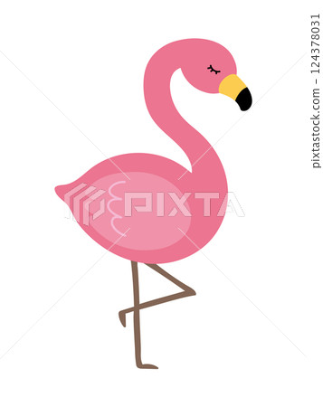 Tropical cute flamingo illustration 124378031