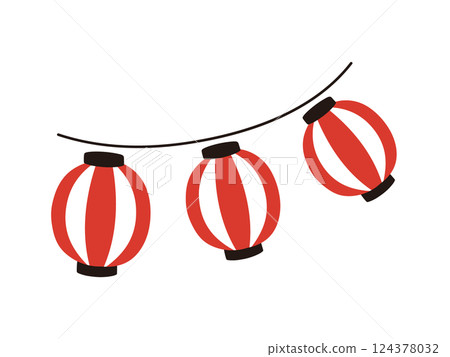 夏日節日紅燈籠插畫 夏日節日紅燈籠插畫 124378032