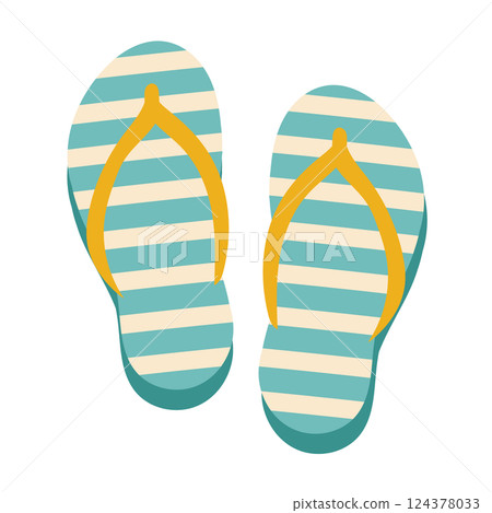 淺藍色條紋沙灘涼鞋插圖 淺藍色條紋沙灘涼鞋插圖 124378033
