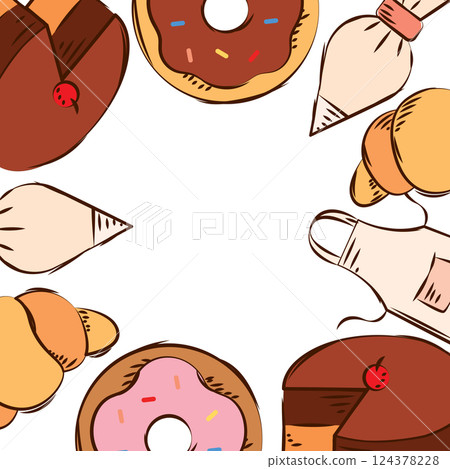 Bakery items corner frame. Vector Bakery items corner frame. Vector 124378228